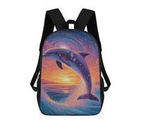 sinyumoney Galactic Dolphin Sunset Mochilas Escolares, De Viaje Y Universitarias Para Hombres, Mujeres Y Adolescentes 17inch