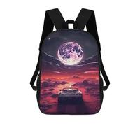 sinyumoney Galactic Drive Moonlit Journey Mochila Escolar Impresa En 3D 17inch Mochilas De Moda Para Niños, Mochilas Escolares Para Niños De Primaria Y Secundaria