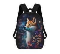 sinyumoney Galactic Floral Dog Portrait Mochila Escolar De 17 Pulgadas Para Adolescentes, Con Estampado 3D, Ajustable Y Con Bolsillos, Ideal Para Niños, Niñas Y Estudiantes.