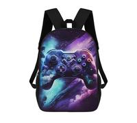 sinyumoney Galactic Gaming Controller Art Mochila Escolar De 17 Pulgadas Para Adolescentes, Con Estampado 3D, Ajustable Y Con Bolsillos, Ideal Para Niños, Niñas Y Estudiantes.
