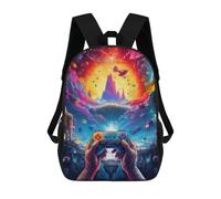 sinyumoney Galactic Gaming Odyssey -3 Mochila Escolar Infantil, Mochilas Impresas En 3D, Mochilas Escolares De Moda Para Niños De Primaria Y Secundaria 17inch