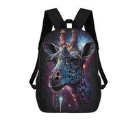 sinyumoney Galactic Giraffe Glasses Art Print Mochila Escolar Para Niñas Y Niños, Mochilas De Gran Capacidad, Mochilas Ligeras Para Niños Y Estudiantes 17inch