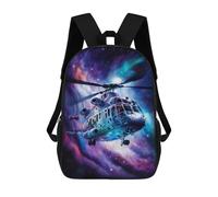 sinyumoney Galactic Helicopter Adventure -12 Mochila Infantil De 17 Pulgadas, Mochila Escolar Con Estampado 3D De Dibujos Animados Para Niños Y Adolescentes.