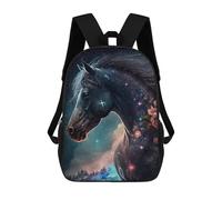 sinyumoney Galactic Horse with Flowers Mochila Escolar Impresa En 3D 17inch Mochila Escolar Infantil Mochilas De Viaje Mochila Informal De Moda Para Niños Y Estudiantes