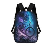 sinyumoney Galactic Mountain Bike Adventure -1 Mochila Escolar Infantil De 17 Pulgadas, Mochila Escolar Impresa En 3D Para Niños De Primaria Y Secundaria