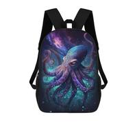 sinyumoney Galactic Octopus Art Print-12 Mochila Escolar Infantil De 17 Pulgadas, Impresa En 3D, Estilo Casual, Para Niños, Ideal Para Viajes, Como Mochila Escolar O Para Llevar Libros.