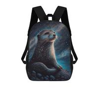 sinyumoney Galactic Otter Gazing Stars Mochila Escolar Resistente Al Agua, Mochila Escolar De Negocios Para Niñas, Niños Y Adolescentes 17inch