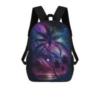 sinyumoney Galactic Palm Beach Night Mochila Escolar Infantil De 17 Pulgadas, Impresa En 3D, Estilo Casual, Para Niños, Ideal Para Viajes, Como Mochila Escolar O Para Llevar Libros.