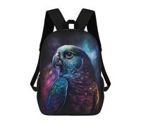 sinyumoney Galactic Parrot Art Print-1 Mochila Escolar Infantil De 17 Pulgadas, Mochila Escolar Impresa En 3D Para Niños De Primaria Y Secundaria
