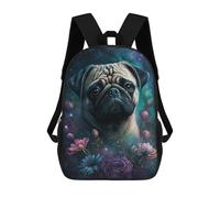 sinyumoney Galactic Pug with Flowers -1 17inch Mochilas Escolares Impresas En 3D, Mochilas Escolares De Moda Para Niños De Primaria Y Secundaria