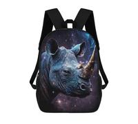 sinyumoney Galactic Rhino Portrait-8 Mochila Escolar Infantil De 17 Pulgadas, Mochila Escolar Impresa En 3D Para Niños De Primaria Y Secundaria