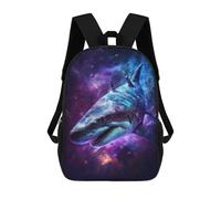 sinyumoney Galactic Shark Art Print-5 Mochila Escolar De 17 Pulgadas Para Adolescentes, Con Estampado 3D, Ajustable Y Con Bolsillos, Ideal Para Niños, Niñas Y Estudiantes.