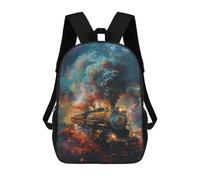 sinyumoney Galactic Steam Train Journey Mochila Escolar De 17 Pulgadas Para Adolescentes, Con Estampado 3D, Ajustable Y Con Bolsillos, Ideal Para Niños, Niñas Y Estudiantes.