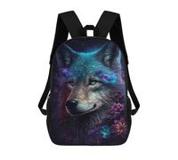sinyumoney Galactic Wolf Fantasy Art Mochila Escolar Infantil De 17 Pulgadas, Impresa En 3D, Estilo Casual, Para Niños, Ideal Para Viajes, Como Mochila Escolar O Para Llevar Libros.