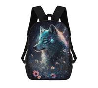 sinyumoney Galactic Wolf Fantasy Art Print Mochila Infantil De 17 Pulgadas, Mochila Escolar Con Estampado 3D De Dibujos Animados Para Niños Y Adolescentes.