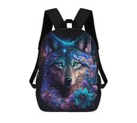 sinyumoney Galactic Wolf with Flowers -2 Mochilas Infantiles Mochila Escolar Impresa En 3D Para Niños Mochilas De Viaje Bolsas Para Libros Para Niños 17inch Mochila Escolar