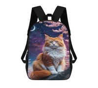 sinyumoney Galaxy Cat with Cherry Blossoms Mochilas De 17 Pulgadas Para Niños, Mochilas Escolares Impresas En 3D Para Estudiantes De Primaria Y Secundaria, Para Niños Y Niñas.