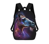 sinyumoney Galaxy Horse Head Art Print Mochila Escolar Infantil De 17 Pulgadas, Impresa En 3D, Estilo Casual, Para Niños, Ideal Para Viajes, Como Mochila Escolar O Para Llevar Libros.