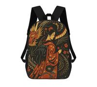 sinyumoney Geisha And Dragon Art Illustration Mochilas Para Niños Mochila Escolar Mochila Escolar Impresa En 3D Mochilas Escolares De Moda Para Niños De Primaria Y Secundaria 17inch