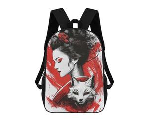 sinyumoney Geisha And Fox Mochila Escolar Para Niños, Mochila Escolar Impresa En 3D Para Estudiantes De Primaria Y Secundaria 17inch