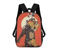 sinyumoney Geisha Cat Gatling Mochilas Impresas En 3D Para Niños 17inch Mochilas De Moda Informales Para El Día A Día, Bolsas De Viaje, Mochilas Informales Para Exteriores Para Niños Y Niñas