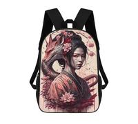sinyumoney Geisha Dragon Mochila Escolar Infantil Impresa En 3D 17inch Mochilas Escolares Para Niños, Estilo Casual Y Moderno, Mochilas De Viaje De Alta Capacidad