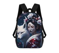sinyumoney Geisha Fox Cherry Japan Mochila Con Bolsillo Mochilas Impresas En 3D, Mochilas De Viaje, Mochilas Para Libros, Mochila Escolar Para Niños 17inch