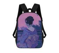 sinyumoney Geisha Japan Painting Mochila Escolar Infantil De Moda Informal Mochilas Infantiles Impresas En 3D Mochila Grande Para Niño 17inch
