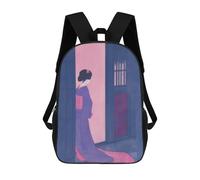 sinyumoney Geisha Japanese Painting Mochila Escolar Infantil De Moda Informal Mochilas Infantiles Impresas En 3D Mochila Grande Para Niño 17inch