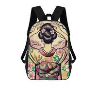sinyumoney Geisha with Cherry Blossoms Mochilas Para Niños Mochila Escolar Mochila Escolar Impresa En 3D Para Niños Estudiantes De Primaria Y Secundaria 17inch