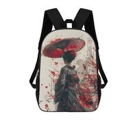 sinyumoney Geisha with Umbrella Mochila Con Bolsillo Mochilas Impresas En 3D, Mochilas De Viaje, Mochilas Para Libros, Mochila Escolar Para Niños 17inch