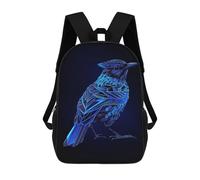 sinyumoney Geometric Blue Jay Bird Mochila Escolar Grande Para Niños - Perfecta Para Viajes, Trabajo Y Uso Diario 17inch