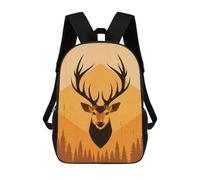 sinyumoney Geometric Deer Vector Portrait with Forest Design Mochila De Moda Para Papelería, Impermeable, Estilo Casual, Para Hombres Y Mujeres 17inch