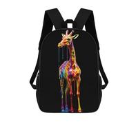 sinyumoney Geometric Dog Animación Mochila Niño Niña 3D, Bolsa De Escuela, Mochila Para Niños Pequeños, Mochila Casual, Bolsa De Libros De Moda, Rainbow Colored Giraffe, 17"
