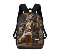 sinyumoney German Shepherd Beer Dogs Mochila Escolar Impresa En 3D Mochilas Informales Para Niños Mochila Escolar Impresa En 3D Para Niños De Primaria Y Secundaria 17inch