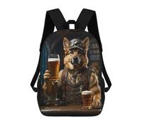 sinyumoney German Shepherd Beer Hound Mochilas Impresas En 3D Para Niños, Mochila Escolar, Mochila De Moda Para Niños De Primaria Y Secundaria 17inch