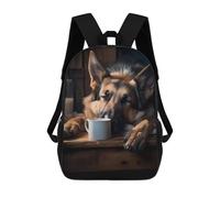 sinyumoney German Shepherd Dog Coffee Mochila Escolar Infantil Impresa En 3D Para Niños, Mochilas De Viaje, Bolsas Para Libros, Mochila Escolar Infantil 17inch