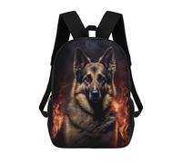 sinyumoney German Shepherd Dog Fire Mochila Escolar Impresa En 3D Para Niños Y Niñas, Mochila Escolar, Mochila De Viaje Para Niños 17inch