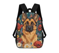 sinyumoney German Shepherd in Flowers German Shepherd with Bold Blooms Dog Wall Art Print Mochila Escolar Infantil De Moda Informal Mochilas Infantiles Impresas En 3D Mochila Grande Para Niño 17inch