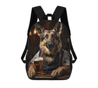 sinyumoney German Shepherd in The Pub Mochila Escolar Infantil Impresa En 3D, Mochila Informal De Moda Para Niños, Mochila De Viaje De Alta Capacidad Para Libros Para Niños 17inch