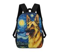 sinyumoney German Shepherd Night Mochilas De Moda Impresas En 3D 17inch Mochila Escolar Informal Para Niños De Primaria Y Secundaria