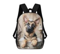 sinyumoney German Shepherd Puppy Bath Time Mochila Escolar Infantil De 17 Pulgadas, Mochila Escolar Impresa En 3D Para Niños De Primaria Y Secundaria