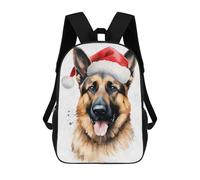 sinyumoney German Shepherd Santa Hat Mochila Infantil Para Niñas Y Niños, Mochila De Día, Escuela Primaria, Perfecta Para La Vuelta Al Cole O Educación Física, Regalos Y Viajes 17inch