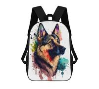 sinyumoney German Shepherd Watercolor Mochila Infantil Con Impresión 3D, Mochila Escolar Para Niños, Mochila Informal Divertida Para Niños Y Adolescentes 17inch