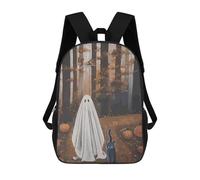 sinyumoney Ghost, Cat, And Pumpkins in Autumn Forest Mochila Escolar Impresa En 3D Mochilas Informales Para Niños Mochila Escolar Impresa En 3D Para Niños De Primaria Y Secundaria 17inch