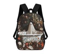 sinyumoney Ghost in Bathtub with Flowers Mochila Escolar Grande Resistente Al Agua Para Portátil Para La Escuela/trabajo/viajes 17inch