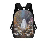 sinyumoney Ghost in The Garden Oil Painting Mochila Escolar Infantil De 17 Pulgadas, Mochila Escolar Impresa En 3D Para Niños De Primaria Y Secundaria
