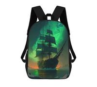 sinyumoney Ghost Ship in Aurora Borealis Mochilas Impresas En 3D Para Niños, Mochila Escolar, Mochila Informal Para Exteriores, Mochila Informal De Moda Para Niños, Lindas Bolsas De Viaje 17inch