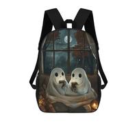 sinyumoney Ghosts Cozy Halloween Night Mochila Infantil Escolar Para Niños Con Estampado 3D De Dibujos Animados, Mochila Escolar Para Estudiantes, Mochila Para Portátil Para Niños Y Niñas 17inch