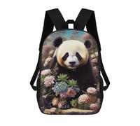 sinyumoney Giant Panda with Flowers Mochilas Escolares De Moda Para Papelería, Impermeables, Informales, Para Hombres, Mujeres Y Adolescentes 17inch